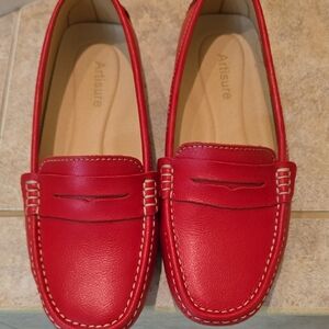 Red Leather Loafers